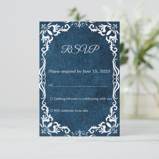 Mexican Papel Picado Wedding RSVP Card (Stehend Vorderseite)