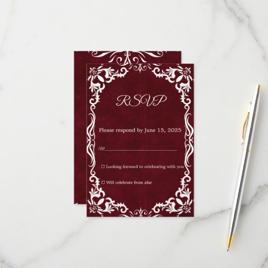 Mexican Papel Picado Wedding RSVP Card Karte (Vorderseite/Rückseite Beispiel)