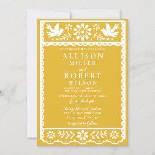 Mexican Papel Picado Yellow Wedding Einladung