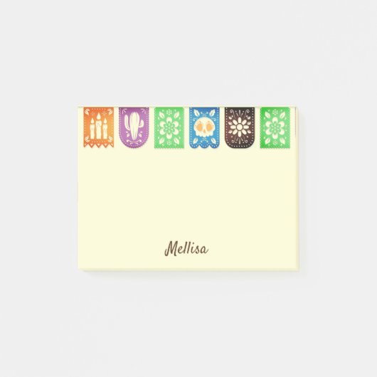 Mexican Picado Banner DIY Your Name Post-it Notes Klebezettel (Vorderseite)