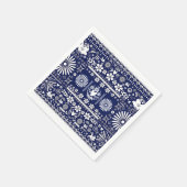 Mexican Picado Blue Navy Paper Wedriage Serviette (Ecke)