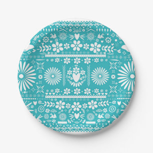 Mexican Picado Cut Turquoise Aquamarine Hochzeitsh Pappteller
