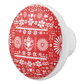 Mexican Picado Red & White Cut Papa Papier Spanisc Keramikknauf (Rechts)