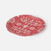 Mexican Picado Red & White Paper Wedriage Pappteller (Schrägansicht)
