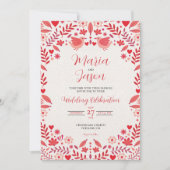 Mexican Pink Red Floral Elegant Aesthetic Wedding Einladung (Vorderseite)