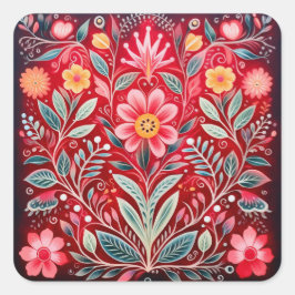 Mexican Red Blume Design Stickers