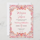 Mexican Red Pink Floral Botanical Romantic Wedding Einladung (Vorderseite)