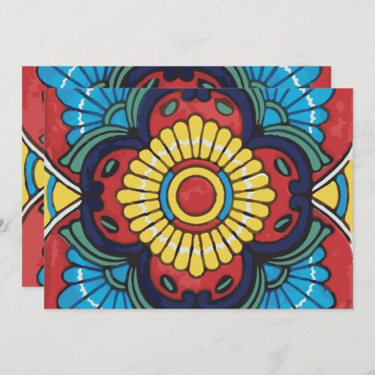 Mexican red talavera tile einladung (Vorne/Hinten)