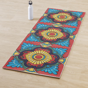 Mexican red talavera tile yogamatte