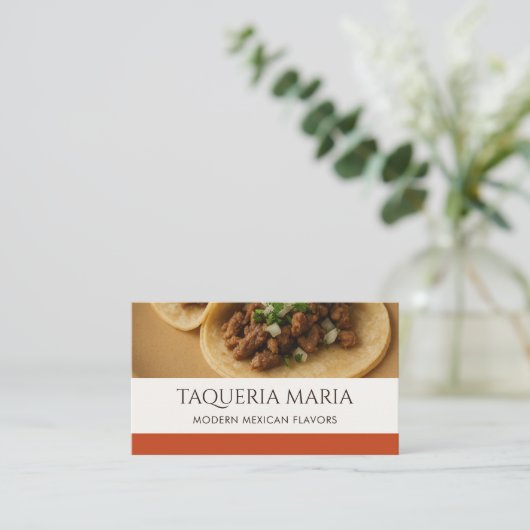 Mexican Restaurant Photo Catering Service Visitenkarte (Stehend Vorderseite)