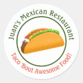 Mexican Restaurant Taco Logo Runder Aufkleber (Vorderseite)