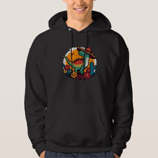 Mexican Rex Dinosaur Cinco De Mayo Hoodie (Vorderseite)