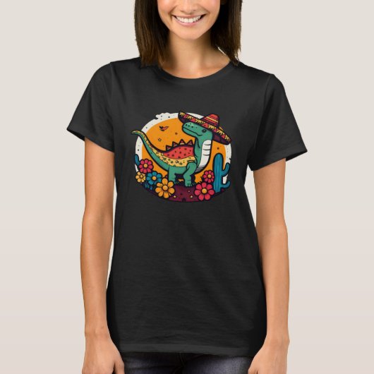 Mexican Rex Dinosaur Cinco De Mayo T-Shirt (Vorderseite)