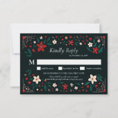 Mexican Rustic Elegant Christmas Red Wedding RSVP Karte (Vorderseite)