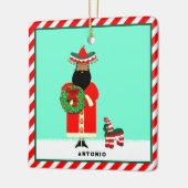 Mexican Santa Feliz Navidad Keramikornament (Links)