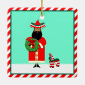 Mexican Santa Feliz Navidad Keramikornament (Rückseite)