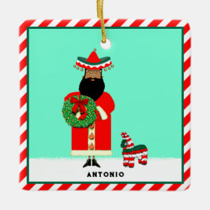Mexican Santa Feliz Navidad Keramikornament