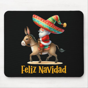 Mexican Santa Riding Donkey Christmas Navidad Mexi Mousepad