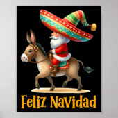Mexican Santa Riding Donkey Christmas Navidad Mexi Poster (Vorne)