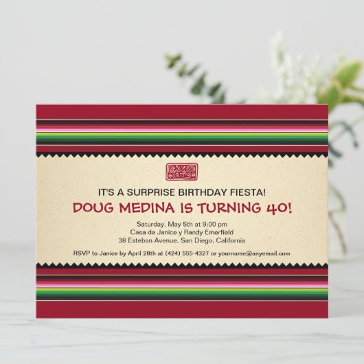 Mexican Serape Party - Horizontal Einladung (Stehend Vorderseite)
