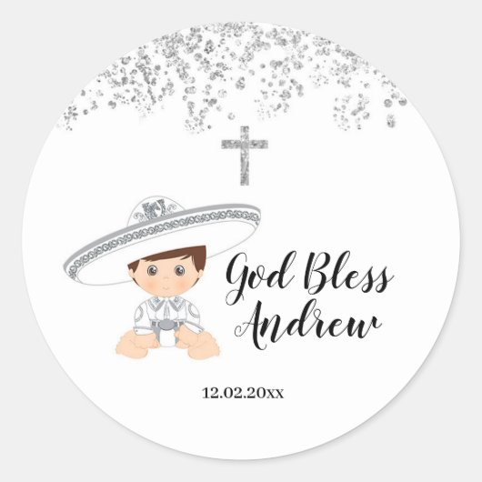 Mexican Silver Charro Baptism Sticker (Vorderseite)