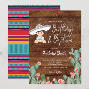 Mexican Silver Charro Birthday und Baptism Boy Einladung