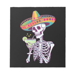 Mexican Skeleton Cinco De Mayo Margarita Fiesta Notizblock