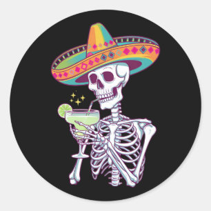 Mexican Skeleton Cinco De Mayo Margarita Fiesta Runder Aufkleber