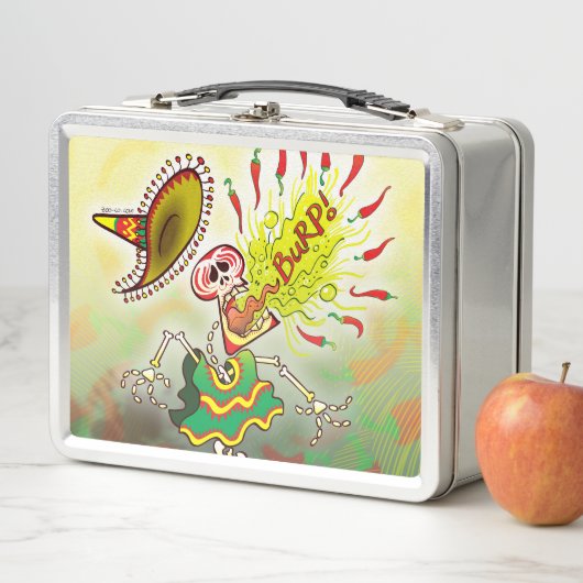 Mexican Skeletons in verschwommen with hot chili p Metall Brotdose (Beispiel)