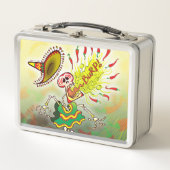 Mexican Skeletons in verschwommen with hot chili p Metall Brotdose (Vorderseite)