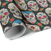 Mexican Skulls & Rose: Vintages Design Geschenkpapier (Rolleneckpunkt)