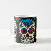 Mexican Skulls & Rose: Vintages Design Kaffeetasse (Vorderseite Links)