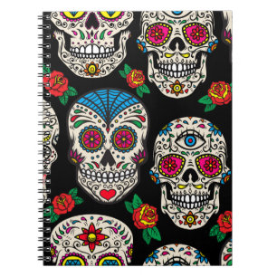 Mexican Skulls & Rose: Vintages Design Notizblock