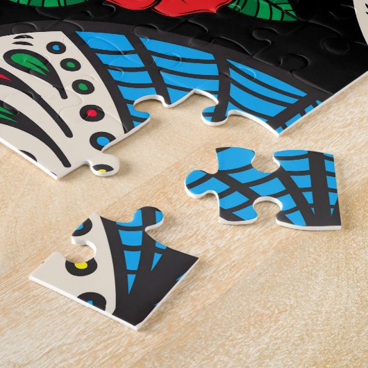 Mexican Skulls & Rose: Vintages Design Puzzle (Seite)