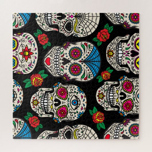 Mexican Skulls & Rose: Vintages Design Puzzle (Horizontal)