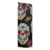 Mexican Skulls & Rose: Vintages Design Thermosbecher (Nach rechts gedreht)