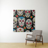 Mexican Skulls & Rose: Vintages Design Wandteppich (Beispiel)