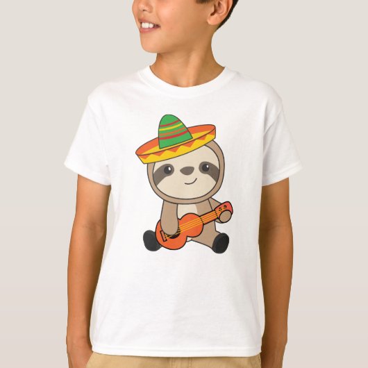 Mexican Sloth Sombrero Ukulele Cinco de mayo T-Shirt (Vorderseite)