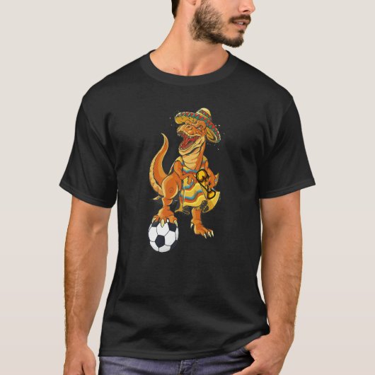 Mexican Soccer Rex Dinosaur Mexico Flag Futbol 202 T-Shirt (Vorderseite)