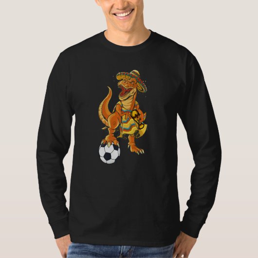 Mexican Soccer Rex Dinosaur Mexico Flag Futbol 202 T-Shirt (Vorderseite)