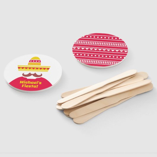 Mexican Sombrero Mustache Fiesta Party Hand Fan Fächer (Non-assembled)