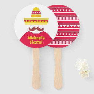 Mexican Sombrero Mustache Fiesta Party Hand Fan Fächer