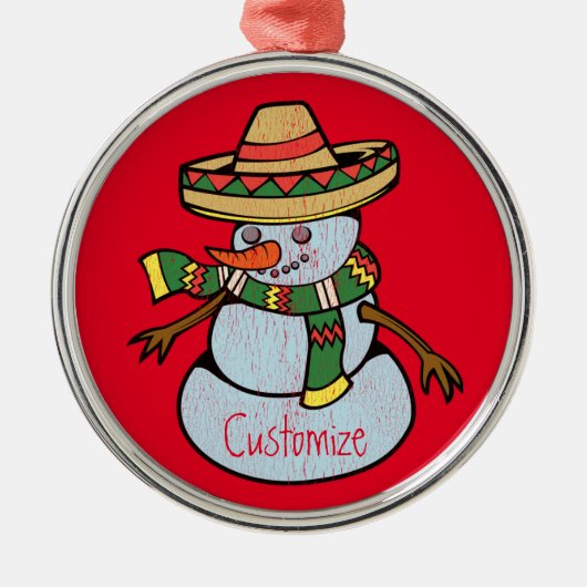 Mexican Sombrero Santa Thunder_Cove Ornament Aus Metall (Vorne)
