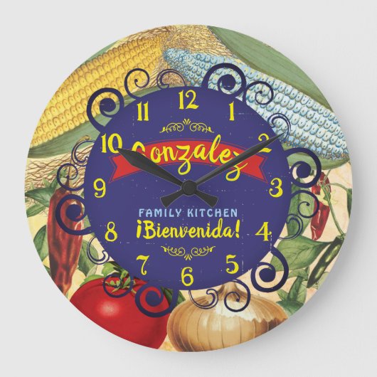 Mexican southwestern foods personalized kitchen große wanduhr (Vorderseite)