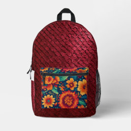  Mexican‑Style Burgundy Floral, print cut sew bag Bedruckter Rucksack