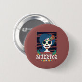 Mexican Sugar Skull Girl Button (Vorne & Hinten)