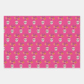 Mexican Sugar Skull Pink Floral Cinco De Mayo Geschenkpapier Set (Vorderseite 2)