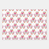 Mexican Sugar Skull Pink Floral Cinco De Mayo Geschenkpapier Set (Vorderseite)