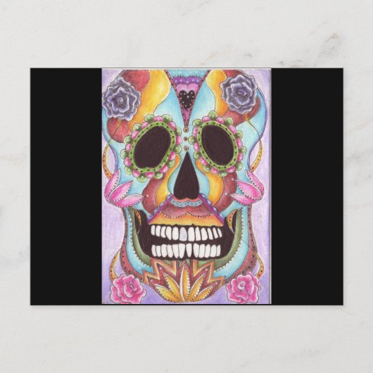 Mexican Sugar Skull Postcard Postkarte (Vorderseite)