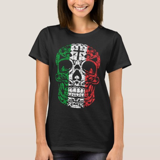 Mexican Sugar Skull Pride Calavera Day Dead Cinco T-Shirt (Vorderseite)